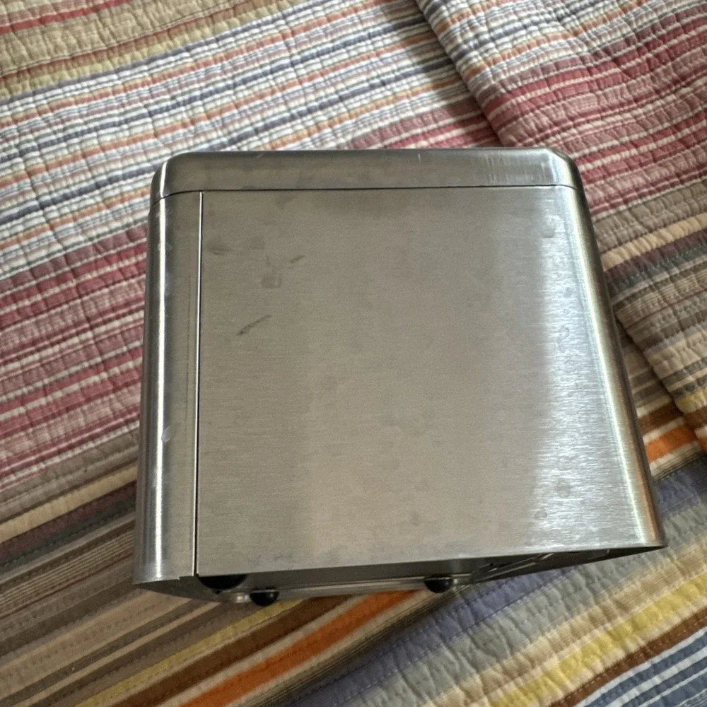 Vtg Retro Brushed Metal Tissue Cover 10x6x5 Large Box Modern Industrial Bathroom